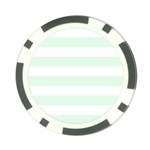 Horizontal Stripes - White and Pale Green Poker Chip Card Guard