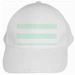Horizontal Stripes - White and Pale Green White Cap