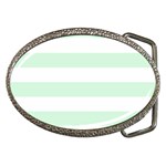 Horizontal Stripes - White and Pastel Green Belt Buckle