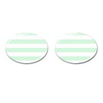 Horizontal Stripes - White and Pastel Green Cufflinks (Oval)