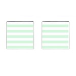 Horizontal Stripes - White and Pastel Green Cufflinks (Square)