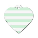 Horizontal Stripes - White and Pastel Green Dog Tag Heart (One Side)