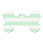 Horizontal Stripes - White and Pastel Green Dog Tag Bone (Two Sides)