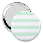 Horizontal Stripes - White and Pastel Green 3  Handbag Mirror