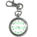 Horizontal Stripes - White and Pastel Green Key Chain Watch