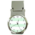 Horizontal Stripes - White and Pastel Green Money Clip Watch