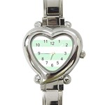 Horizontal Stripes - White and Pastel Green Heart Italian Charm Watch
