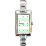 Horizontal Stripes - White and Pastel Green Rectangle Italian Charm Watch
