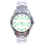 Horizontal Stripes - White and Pastel Green Stainless Steel Analogue Watch
