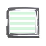 Horizontal Stripes - White and Pastel Green Mega Link Italian Charm (18mm)