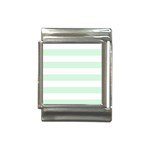 Horizontal Stripes - White and Pastel Green Italian Charm (13mm)