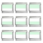 Horizontal Stripes - White and Pastel Green 9mm Italian Charm (9 pack)
