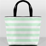 Horizontal Stripes - White and Pastel Green Bucket Bag