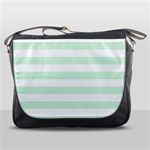 Horizontal Stripes - White and Pastel Green Messenger Bag