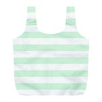 Horizontal Stripes - White and Pastel Green Full Print Recycle Bag (L)