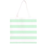 Horizontal Stripes - White and Pastel Green Grocery Light Tote Bag