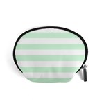Horizontal Stripes - White and Pastel Green Accessory Pouch (Small)