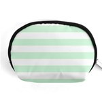 Horizontal Stripes - White and Pastel Green Accessory Pouch (Medium)
