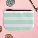 Horizontal Stripes - White and Pastel Green Mini Coin Purse