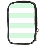 Horizontal Stripes - White and Pastel Green Compact Camera Leather Case