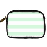 Horizontal Stripes - White and Pastel Green Digital Camera Leather Case