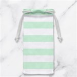 Horizontal Stripes - White and Pastel Green Jewelry Bag