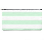 Horizontal Stripes - White and Pastel Green Pencil Case