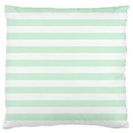 Horizontal Stripes - White and Pastel Green Large Cushion Case (Two Sides)