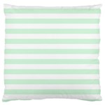 Horizontal Stripes - White and Pastel Green Large Flano Cushion Case (One Side)