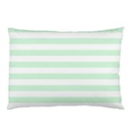 Horizontal Stripes - White and Pastel Green Pillow Case (Two Sides)