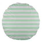 Horizontal Stripes - White and Pastel Green Large 18  Premium Flano Round Cushion