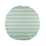 Horizontal Stripes - White and Pastel Green Standard 15  Premium Flano Round Cushion