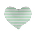 Horizontal Stripes - White and Pastel Green Standard 16  Premium Heart Shape Cushion
