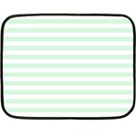 Horizontal Stripes - White and Pastel Green Fleece Blanket (Mini)