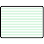 Horizontal Stripes - White and Pastel Green Fleece Blanket (Large) (One Side)