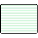 Horizontal Stripes - White and Pastel Green Double Sided Fleece Blanket (Medium) (Two Sides)