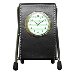 Horizontal Stripes - White and Pastel Green Pen Holder Desk Clock