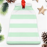 Horizontal Stripes - White and Pastel Green Ornament (Bell)