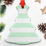 Horizontal Stripes - White and Pastel Green Christmas Tree Ornament (Two Sides)