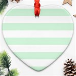 Horizontal Stripes - White and Pastel Green Heart Ornament (Two Sides)