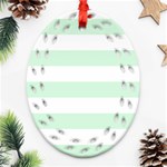 Horizontal Stripes - White and Pastel Green Ornament (Bell) Ornament (Oval Filigree)