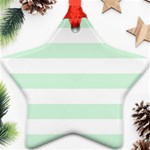 Horizontal Stripes - White and Pastel Green Ornament (Star)