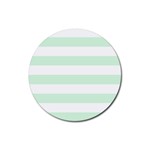 Horizontal Stripes - White and Pastel Green Rubber Coaster (Round)
