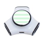 Horizontal Stripes - White and Pastel Green Portable USB Hub (One Side)