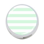Horizontal Stripes - White and Pastel Green 4-Port USB Hub (One Side)