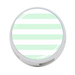 Horizontal Stripes - White and Pastel Green 4-Port USB Hub (Two Sides)