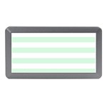 Horizontal Stripes - White and Pastel Green Memory Card Reader (Mini)