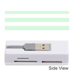 Horizontal Stripes - White and Pastel Green Memory Card Reader (Stick)