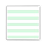 Horizontal Stripes - White and Pastel Green Memory Card Reader with Storage (Square)