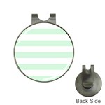 Horizontal Stripes - White and Pastel Green Golf Ball Marker Hat Clip